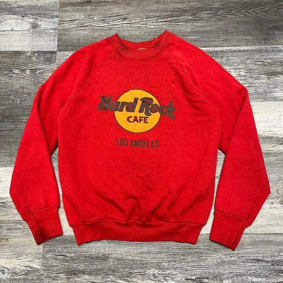 Vintage 90s Hard Rock Cafe Los Angeles Red Mens Small Crewneck Sweatshirt USA‎ - Picture 2 of 10